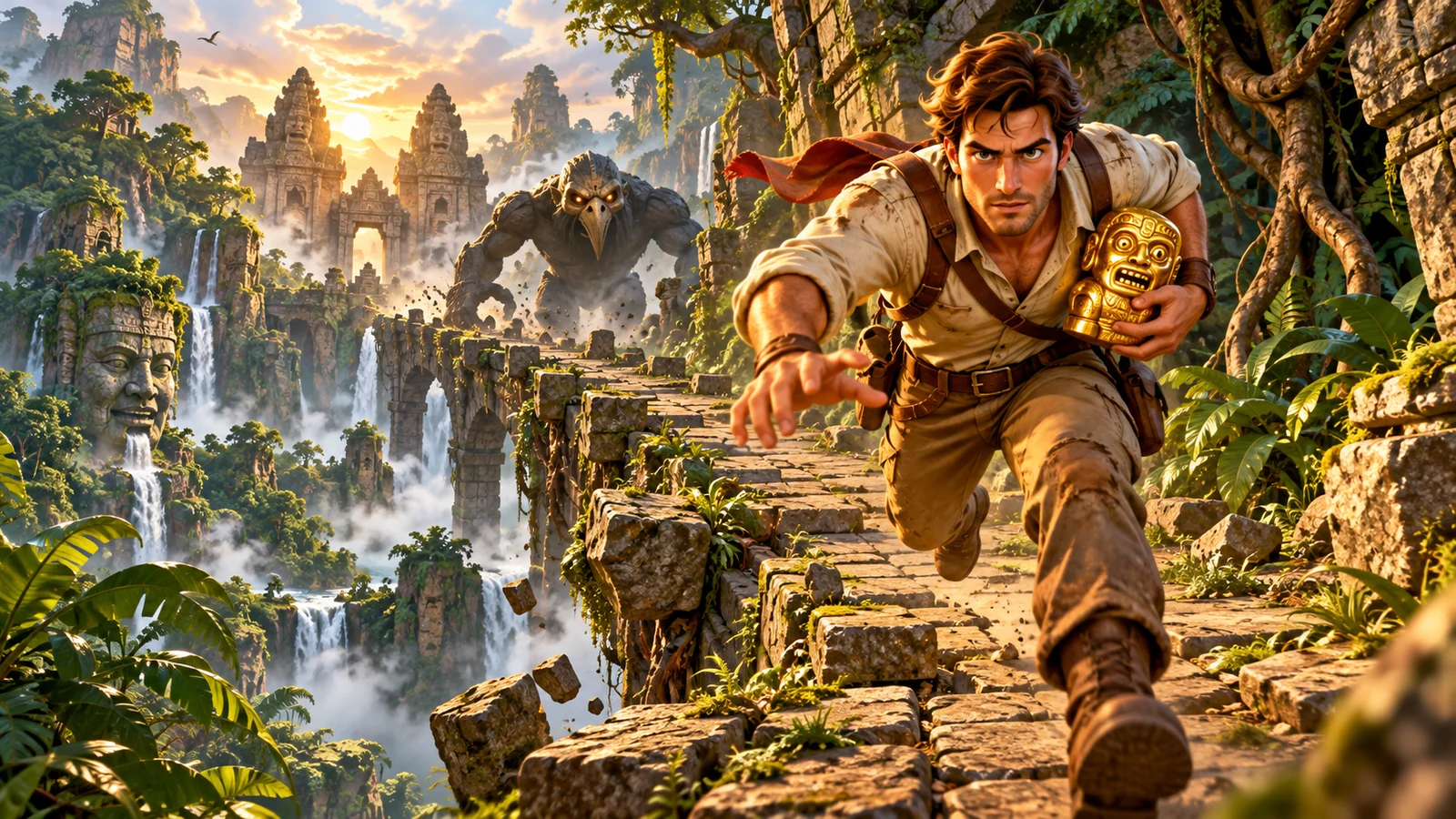 Temple Run game-inspired editorial illustration
